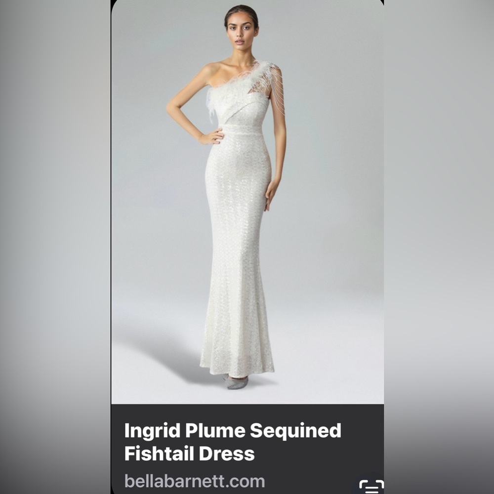 Bellabarnett white feather sequin dress! NWT!